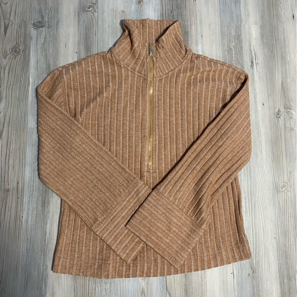 Lou & Grey brushed rib half zip top